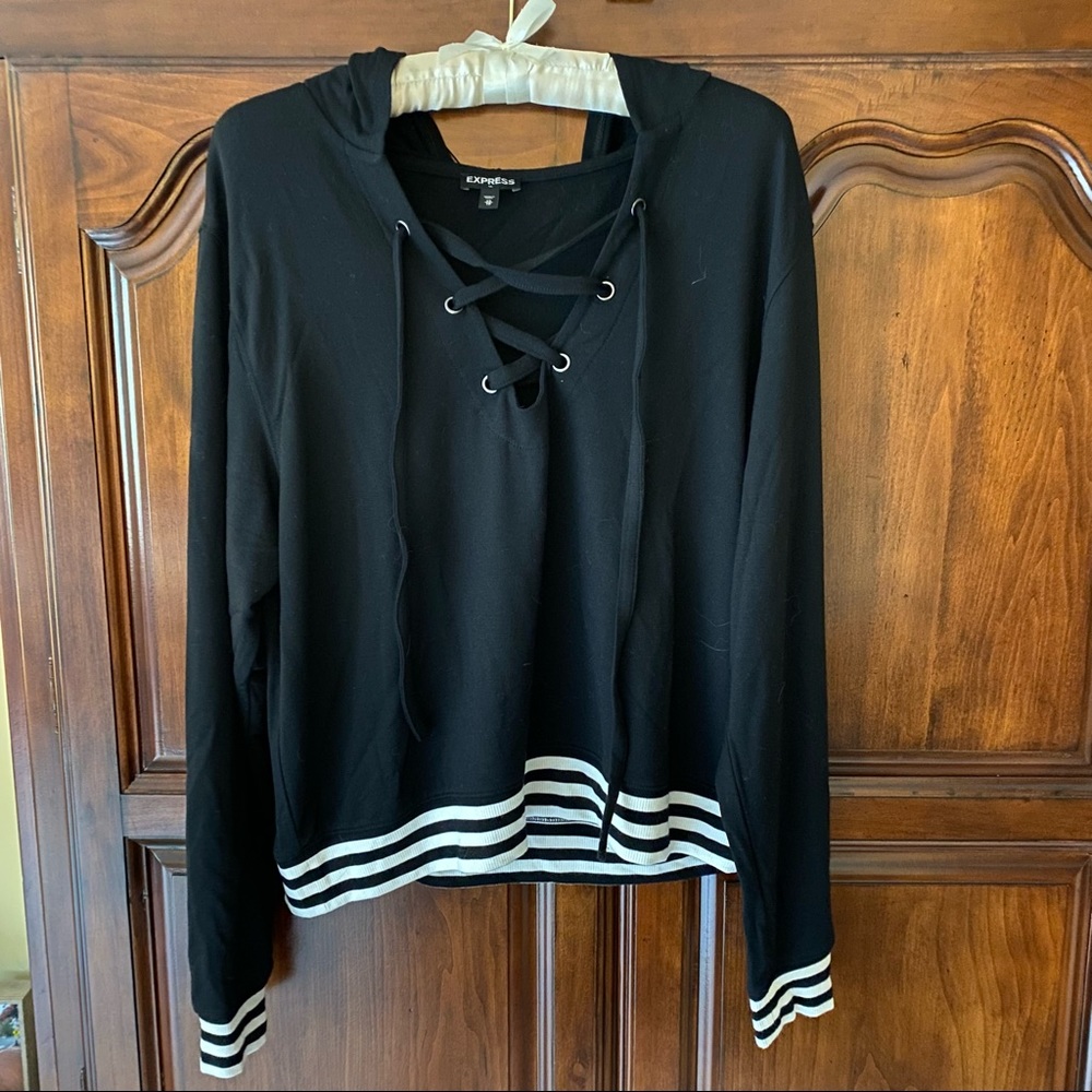 Express Lace Up Hooded Top